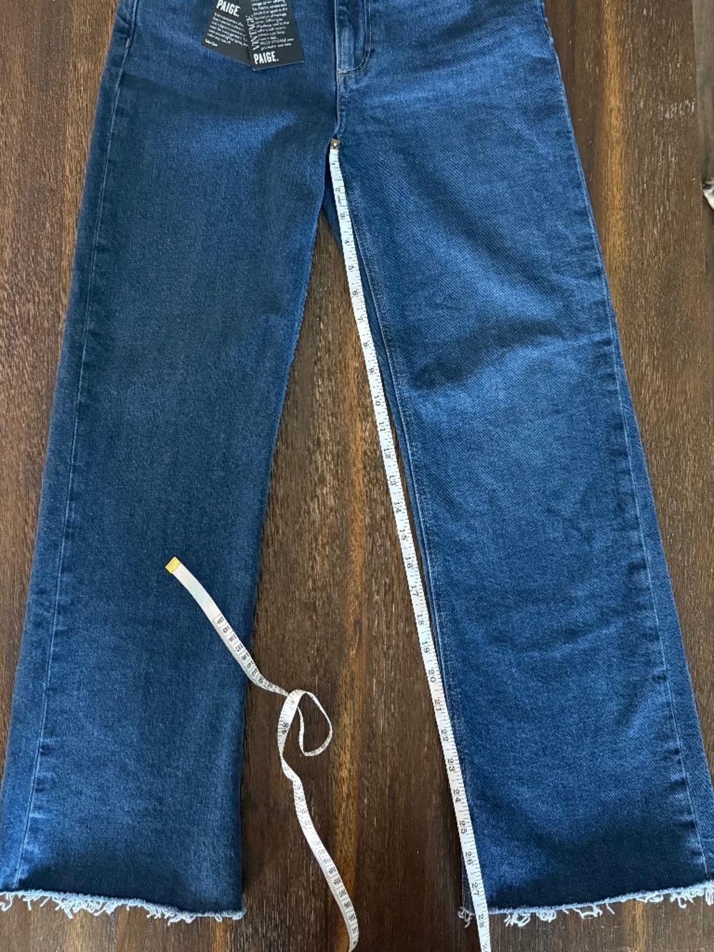 PAIGE Leenah Ankle High Rise Trouser Leg Jeans Raw Hem Gracie Lou NWT 25 - Picture 15 of 16